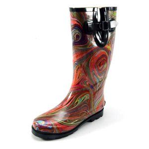 Women's Rain Boots NEW in Box Sunshine Artist Corkys Brand Size 6 Rubber